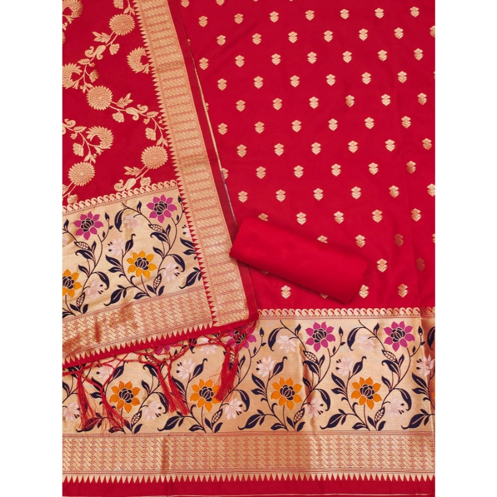 Women'S Banarasi Silk Printed Unstitched Salwar Suit Material