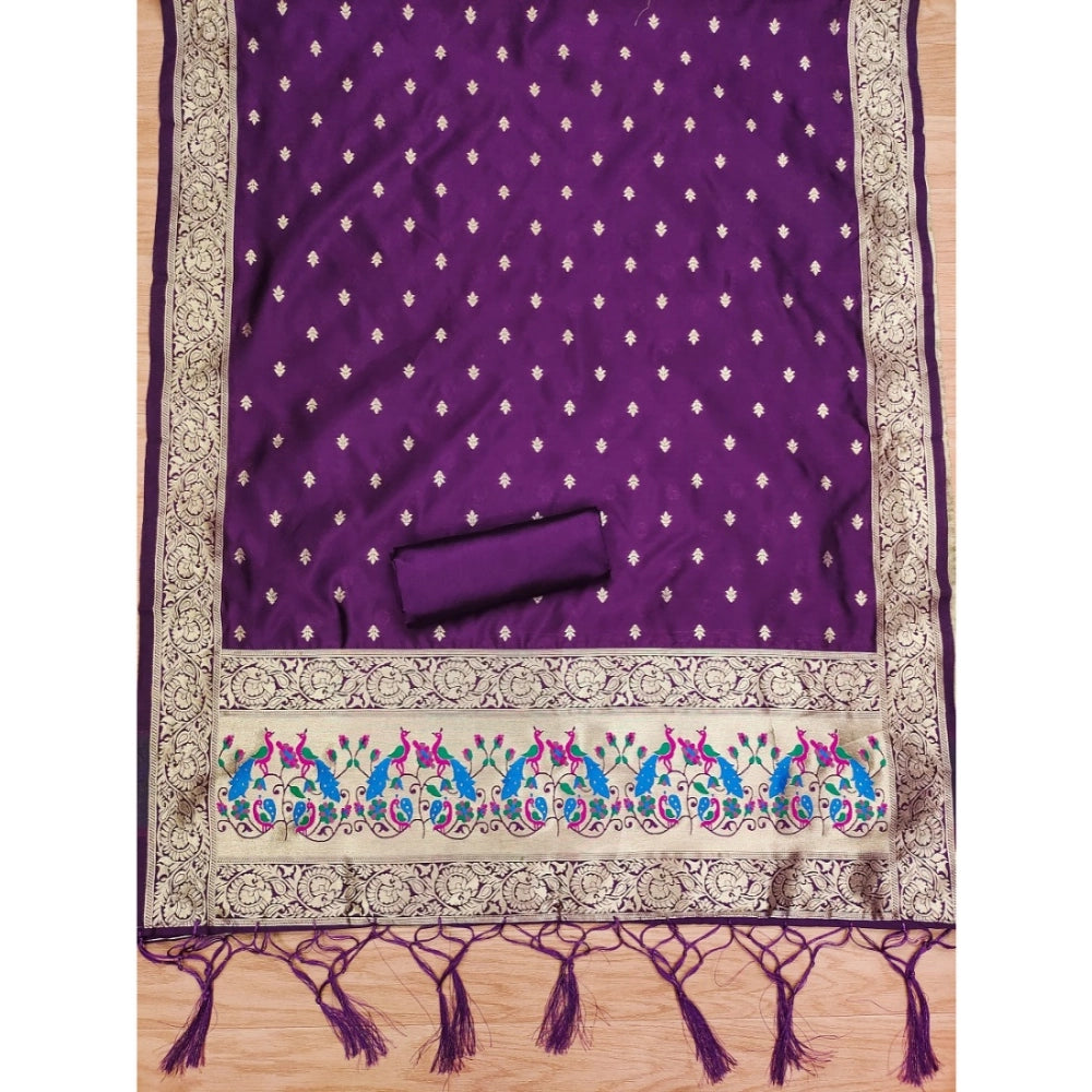 Women'S Banarasi Silk Printed Unstitched Salwar Suit Material