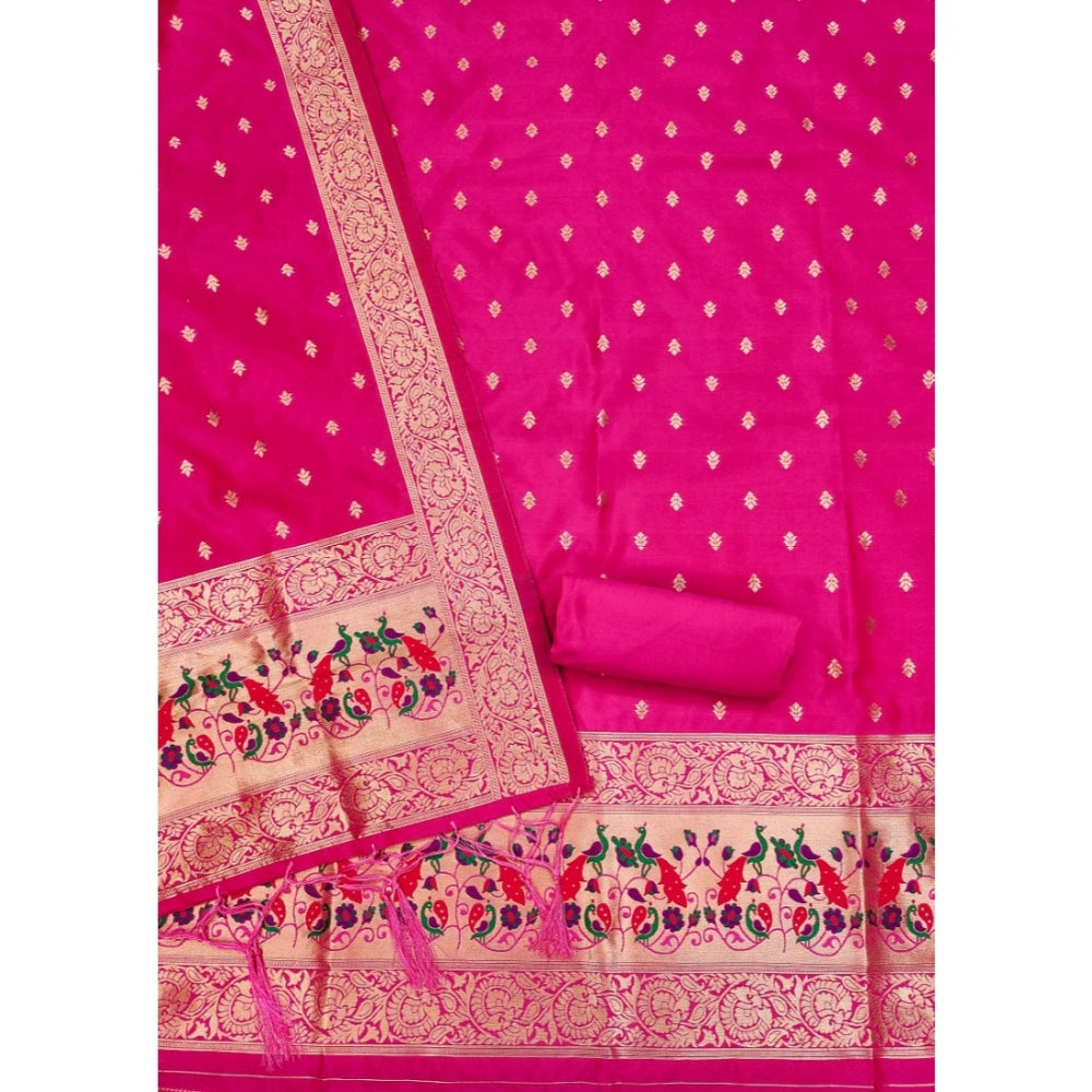 Women'S Banarasi Silk Printed Unstitched Salwar Suit Material