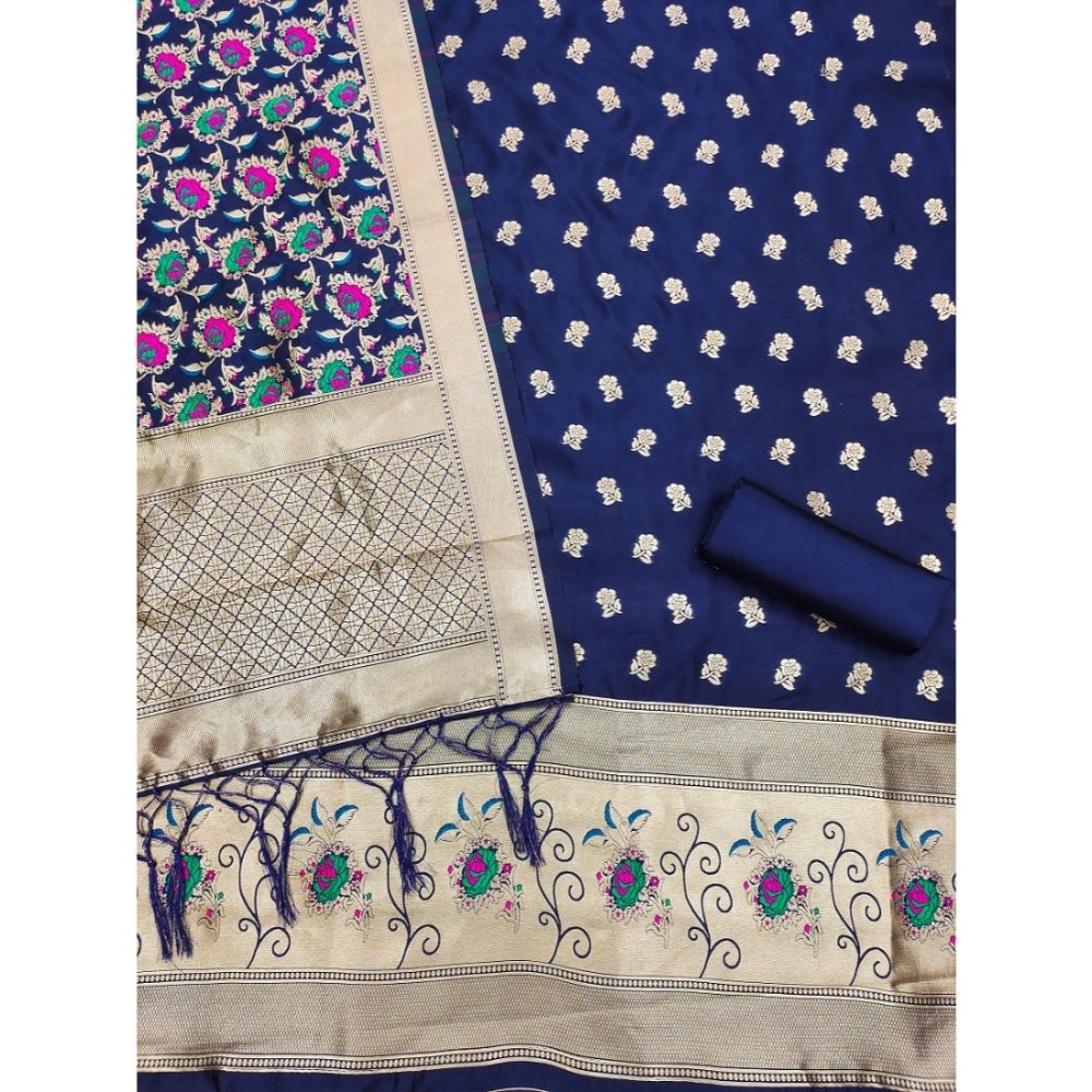 Women'S Banarasi Silk Printed Unstitched Salwar Suit Material