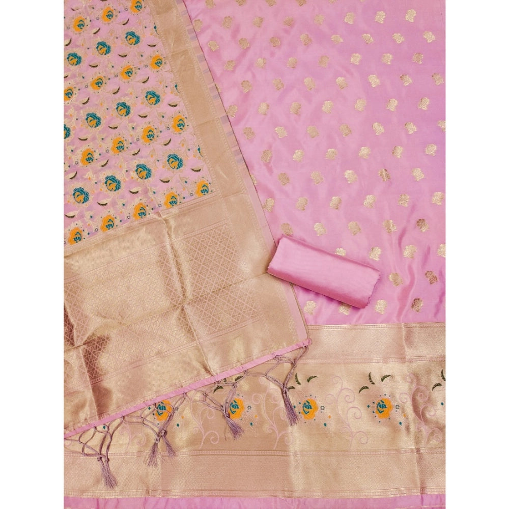 Women'S Banarasi Silk Printed Unstitched Salwar Suit Material