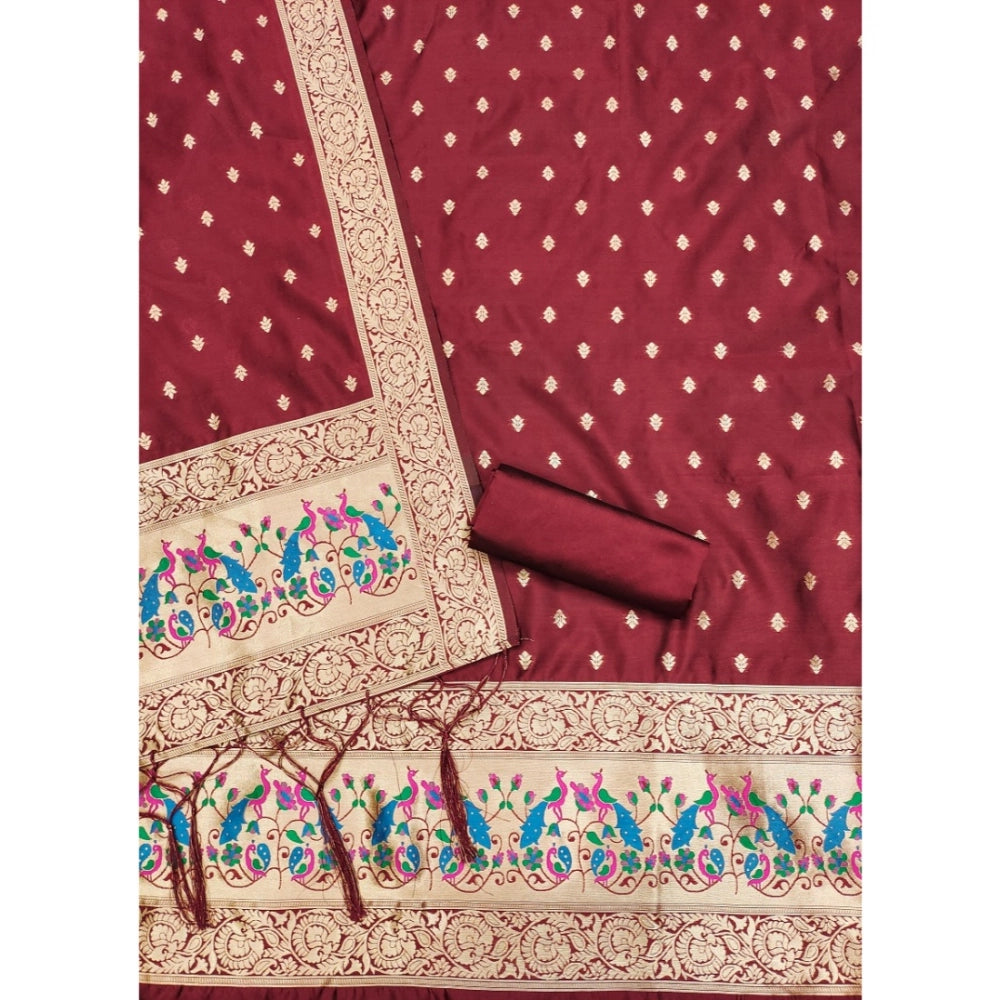 Women'S Banarasi Silk Printed Unstitched Salwar Suit Material