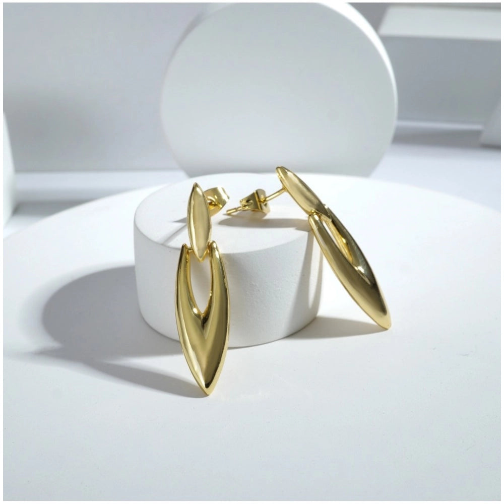 Women'S Brassnew Gold Tone Polish Mini Office Earrings (Gold P