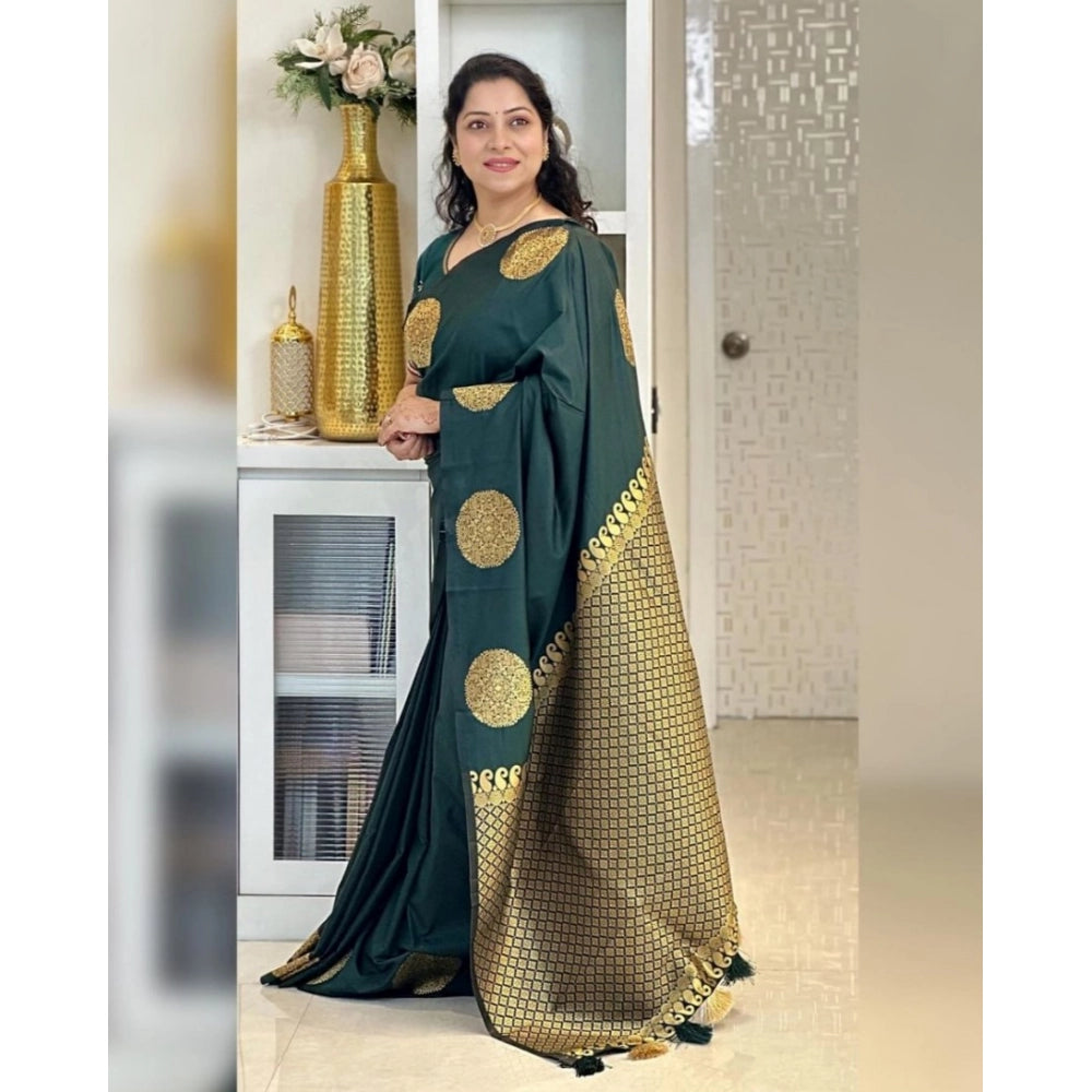 Women'S Silk Printed Saree With Unstitched Blouse 5.5Mtr (Gree