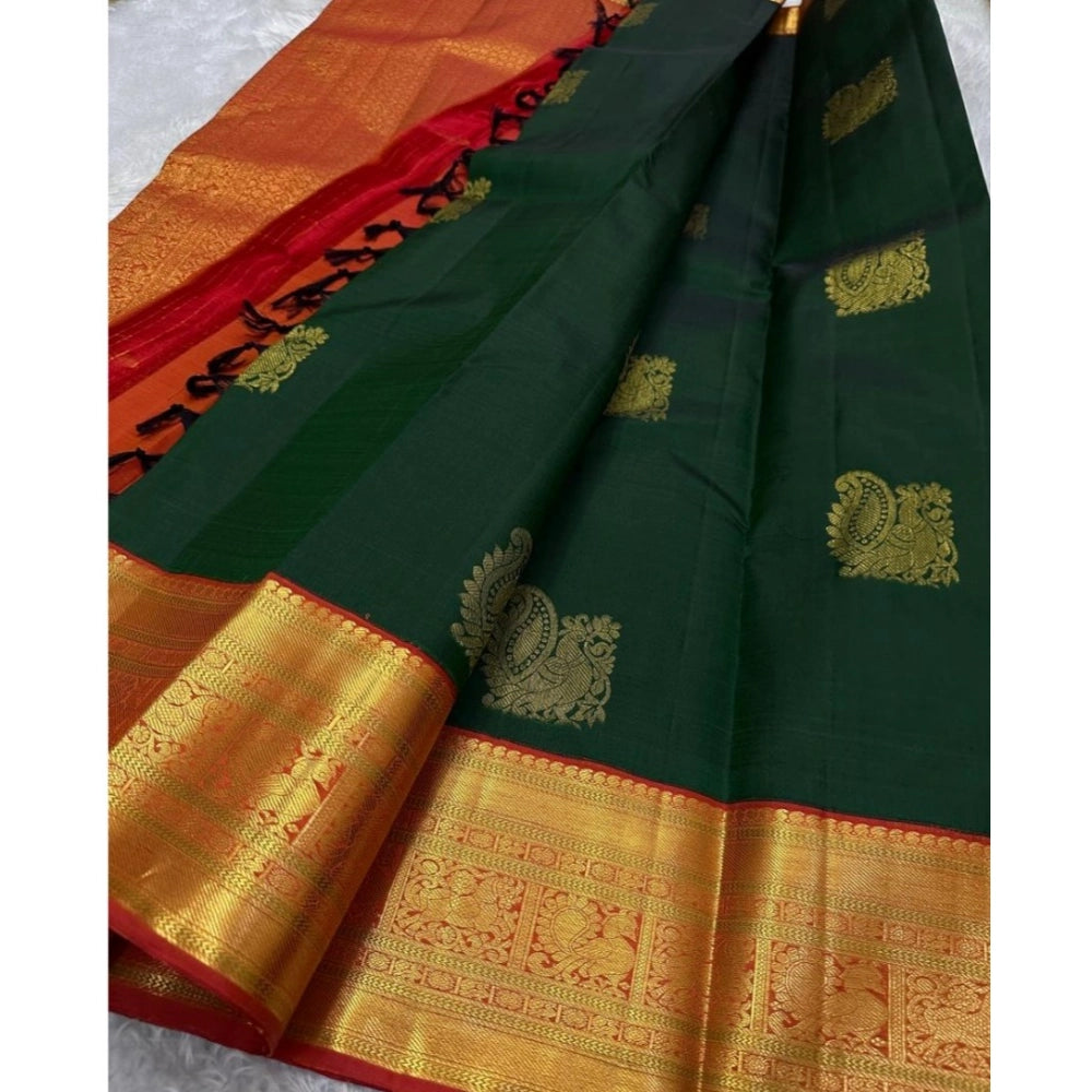 Women'S Silk Printed Saree With Unstitched Blouse 5.5Mtr (Gree