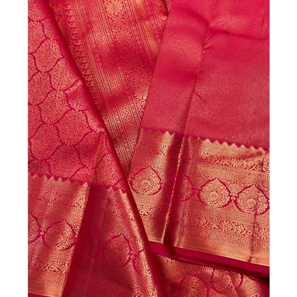 Women'S Silk Printed Saree With Unstitched Blouse 5.5Mtr (Rani