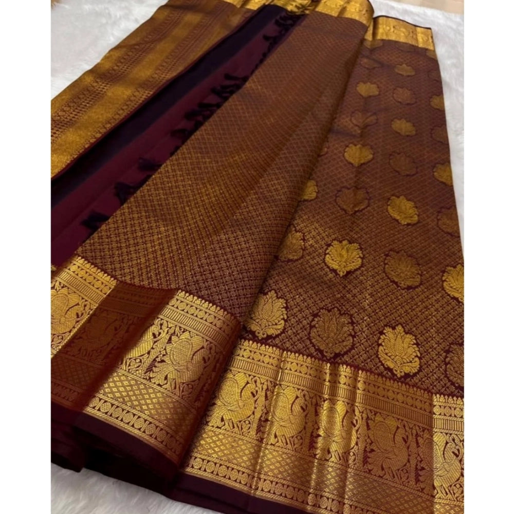 Women'S Silk Printed Saree With Unstitched Blouse 5.5Mtr (Maro