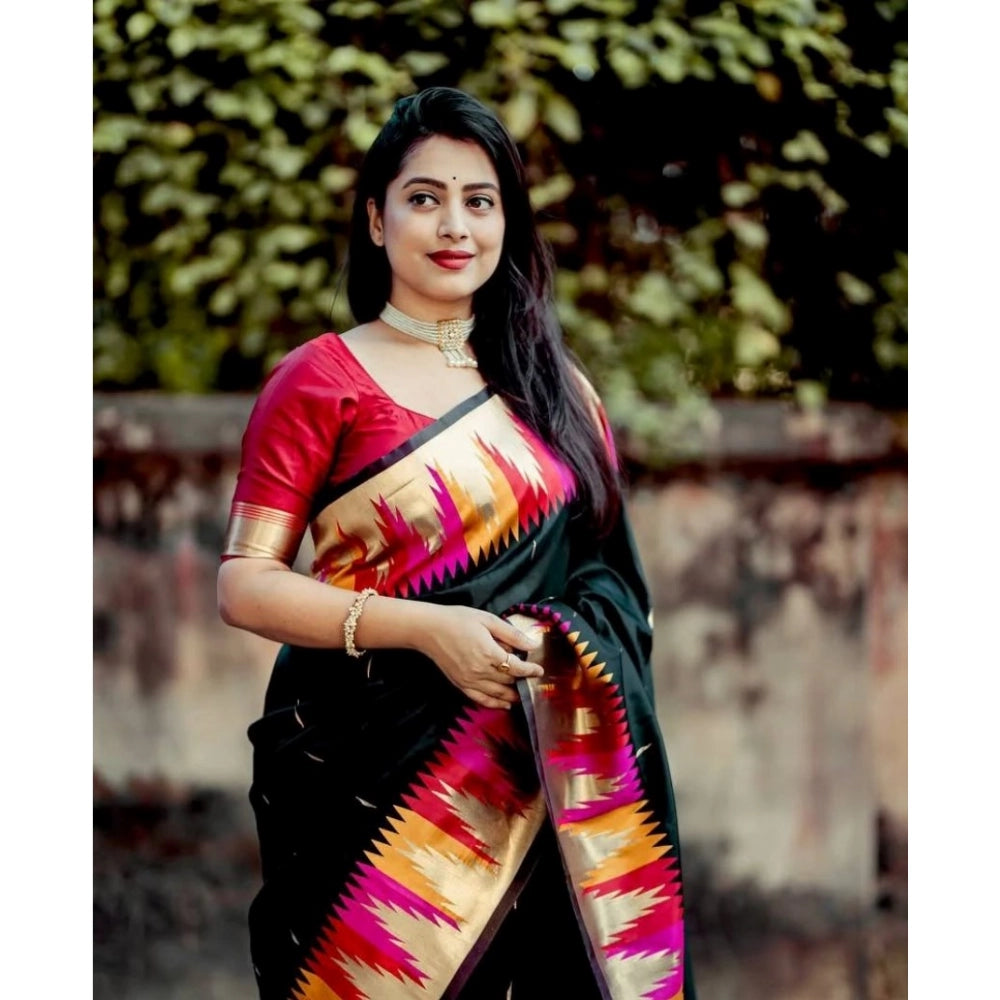 Women'S Silk Printed Saree With Unstitched Blouse 5.5Mtr (Mult