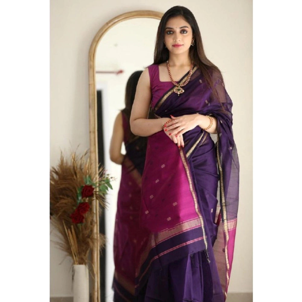 Women'S Cotton Printed Saree With Unstitched Blouse 5.5Mtr (Na