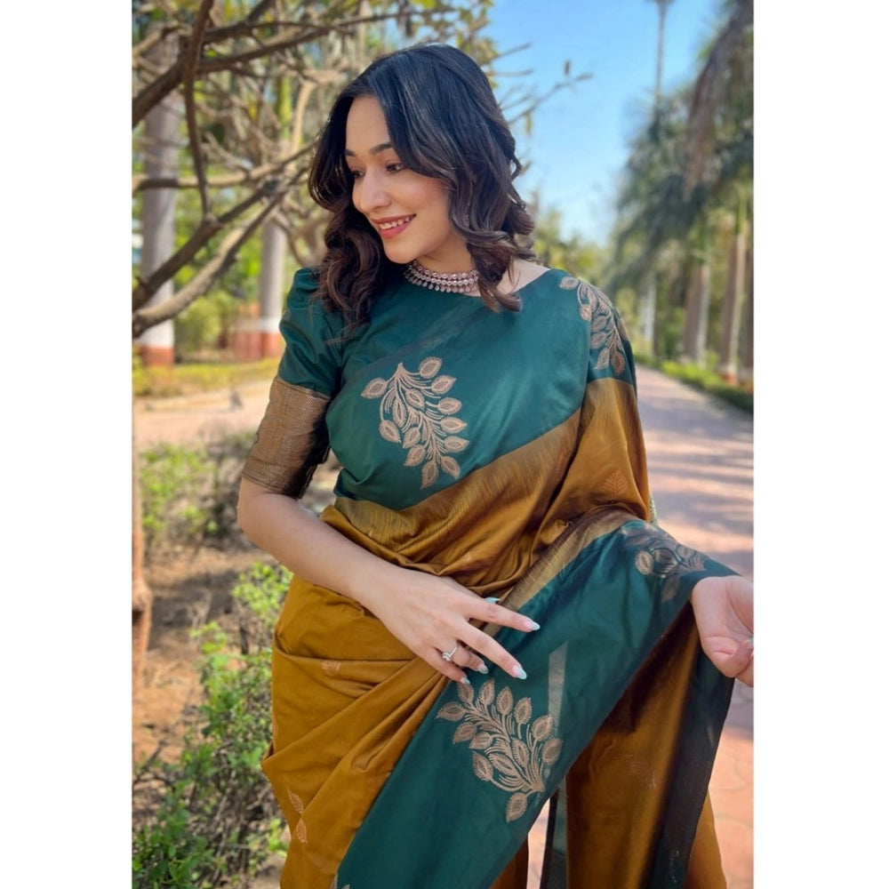 Women'S Silk Printed Saree With Unstitched Blouse 5.5Mtr (Yell