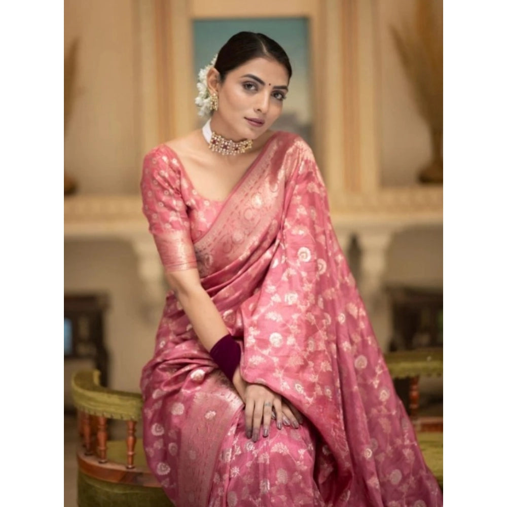 Women'S Silk Printed Saree With Unstitched Blouse 5.5Mtr (Peac