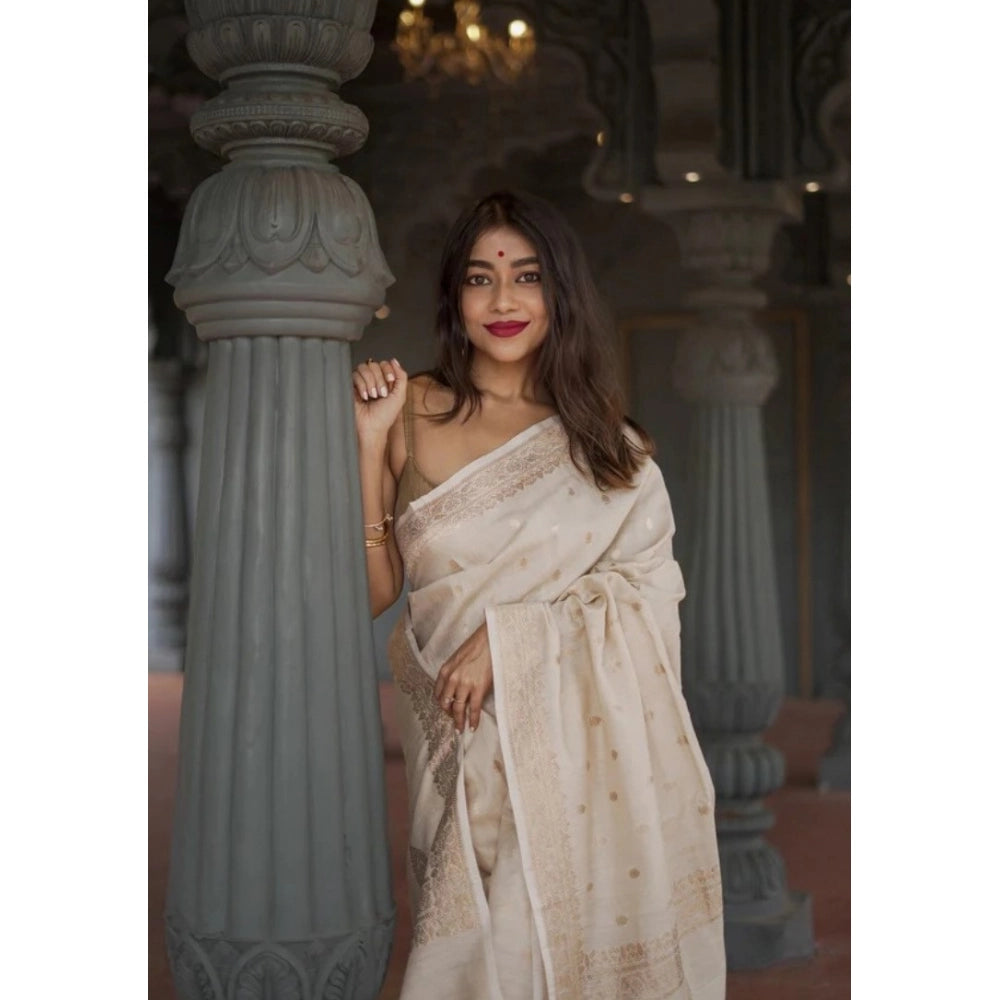 Women'S Cotton Printed Saree With Unstitched Blouse 5.5Mtr (Cr