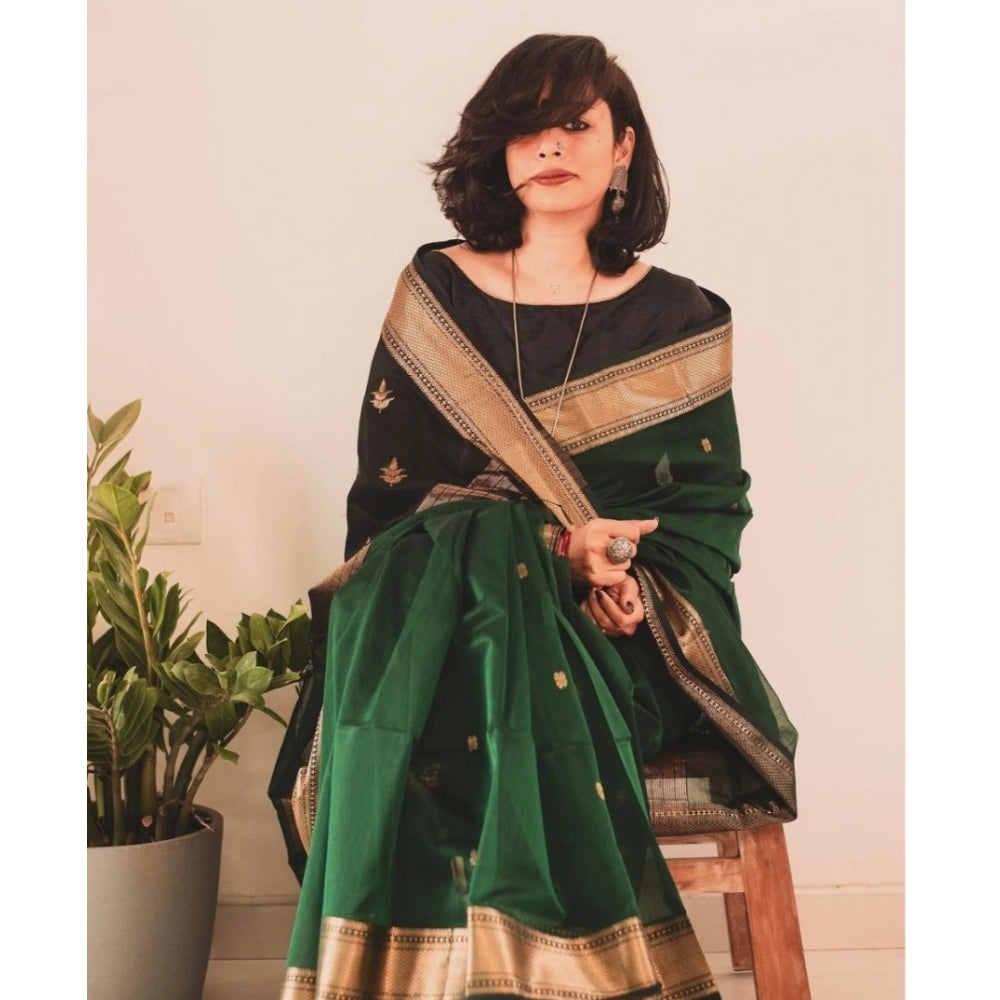Women'S Silk Printed Saree With Unstitched Blouse 5.5Mtr (Dark