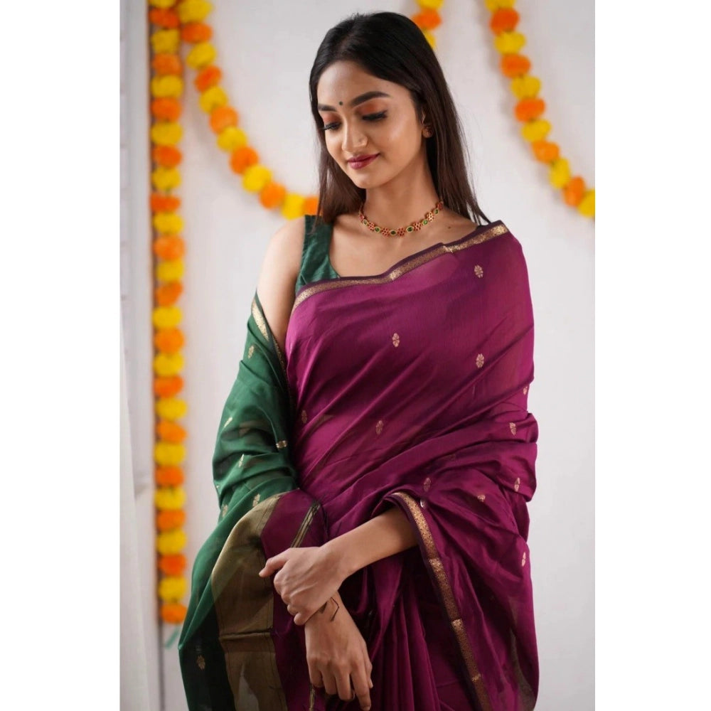 Women'S Cotton Printed Saree With Unstitched Blouse 5.5Mtr (Wi