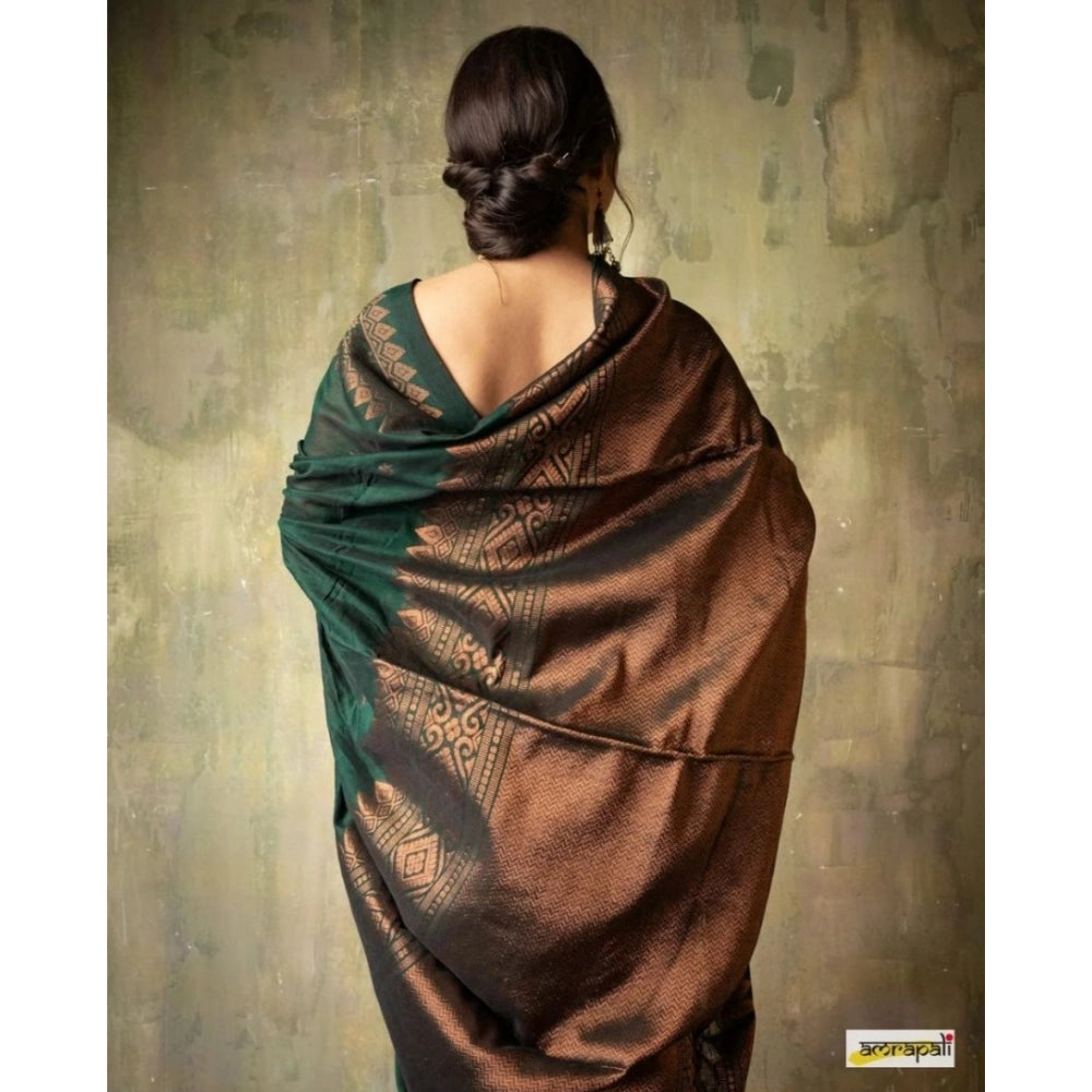 Women'S Silk Printed Saree With Unstitched Blouse 5.5Mtr (Gree