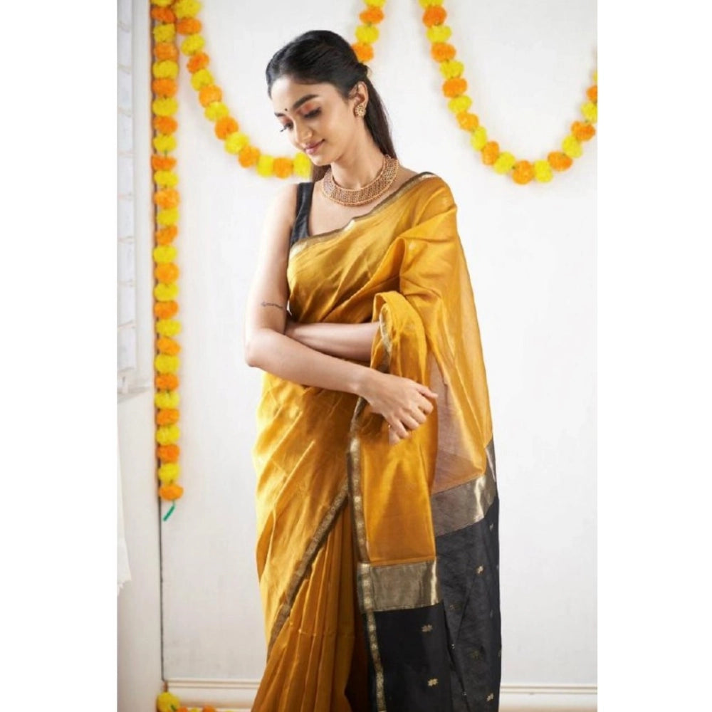 Women'S Cotton Printed Saree With Unstitched Blouse 5.5Mtr (Ye