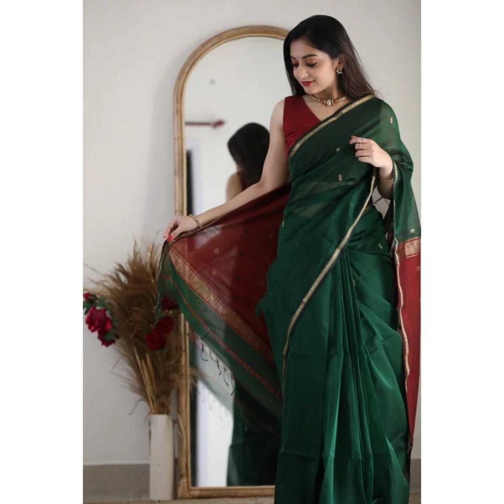 Women'S Cotton Printed Saree With Unstitched Blouse 5.5Mtr (Da