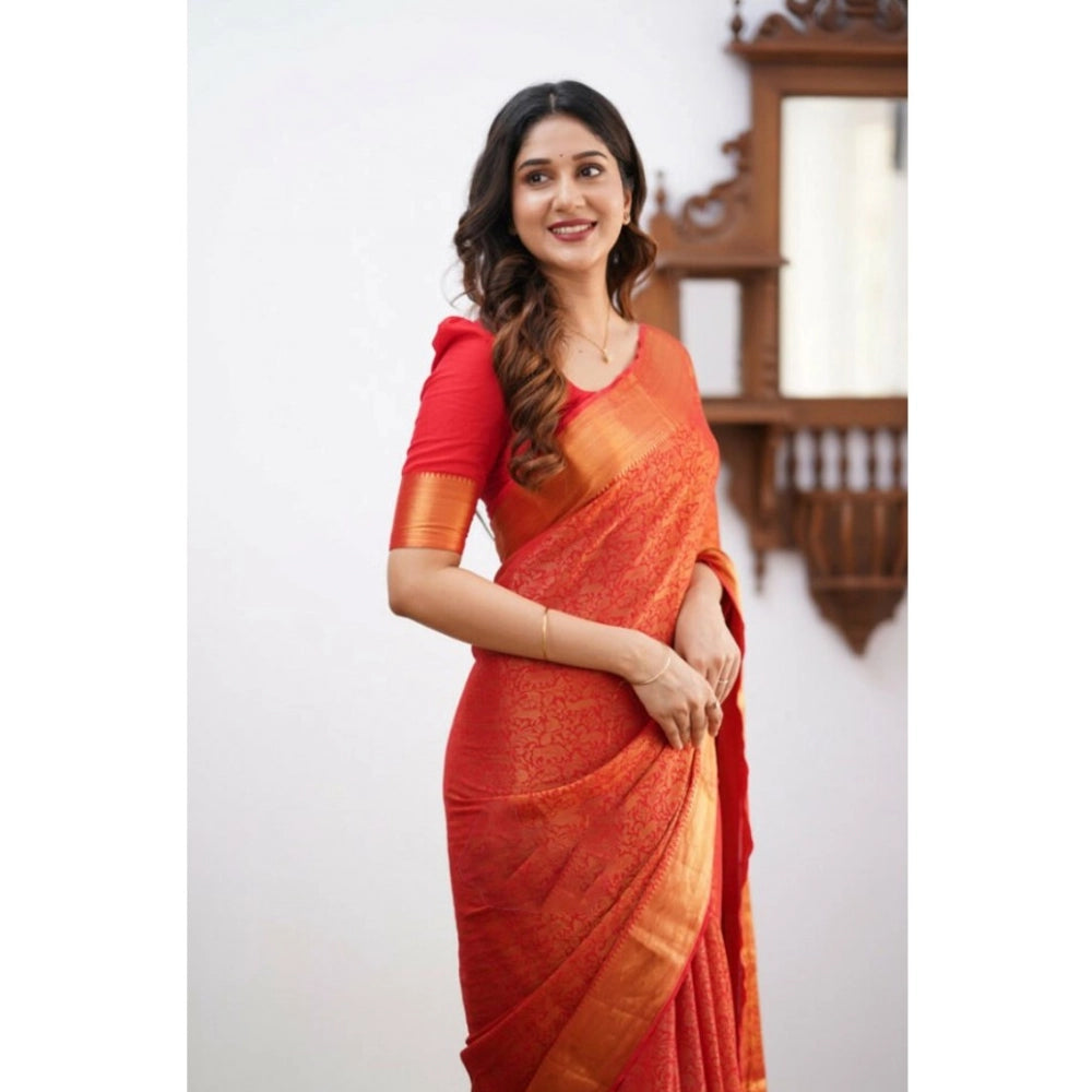 Women'S Silk Printed Saree With Unstitched Blouse 5.5Mtr (Oran