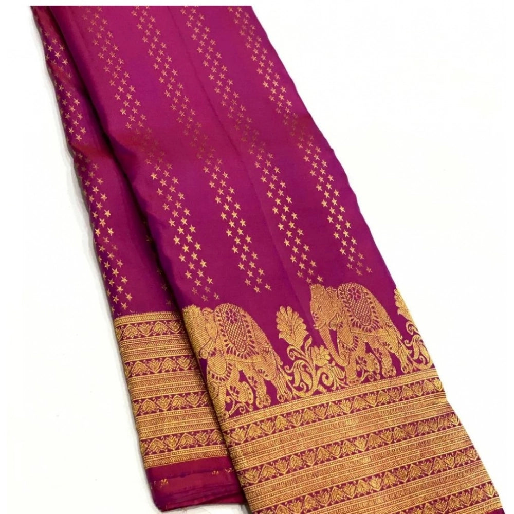 Women'S Silk Printed Saree With Unstitched Blouse 5.5Mtr (Rani