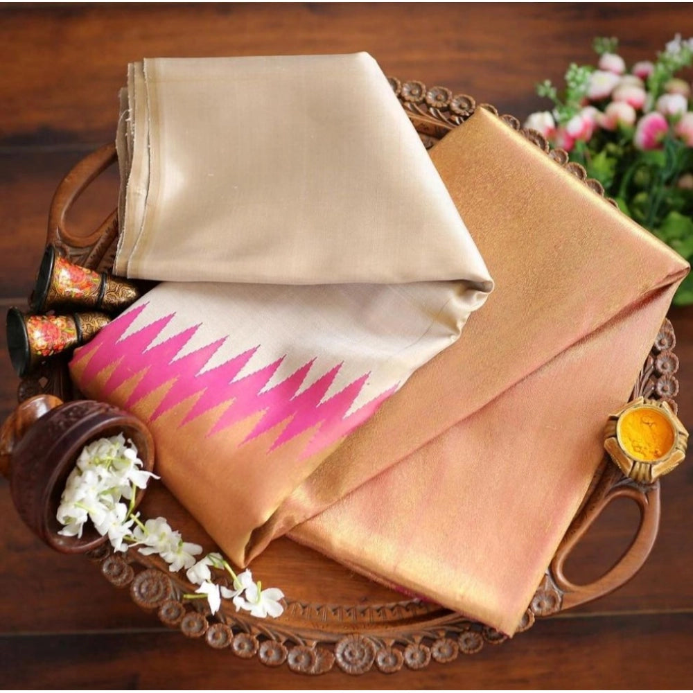 Women'S Silk Printed Saree With Unstitched Blouse 5.5Mtr (Crea
