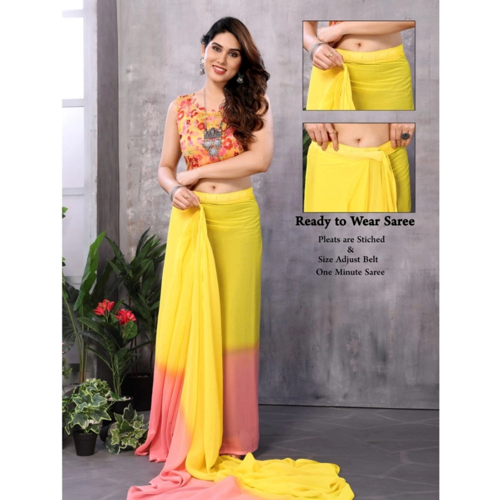 Women'S Small Lace Georgette Solid Ready-To-Wear Saree With Un