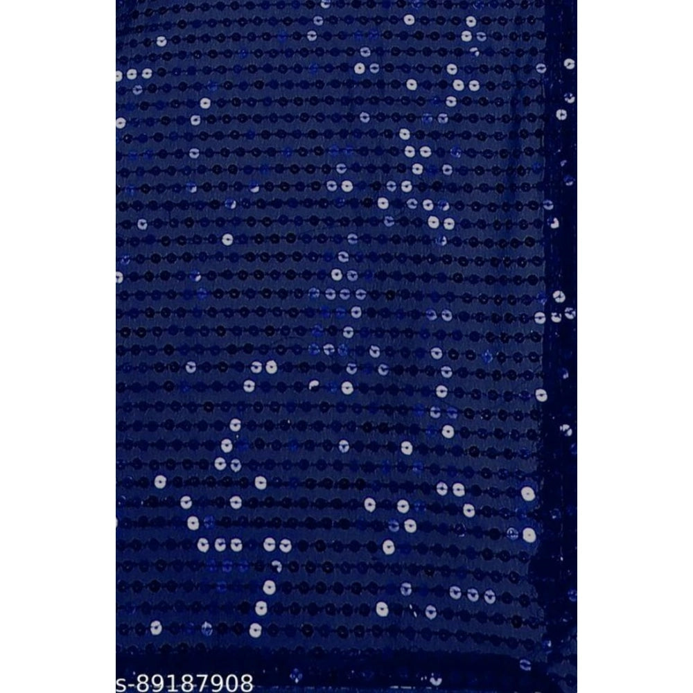 Women'S Georgette Embellished Sequnece Bollywood Saree With Un
