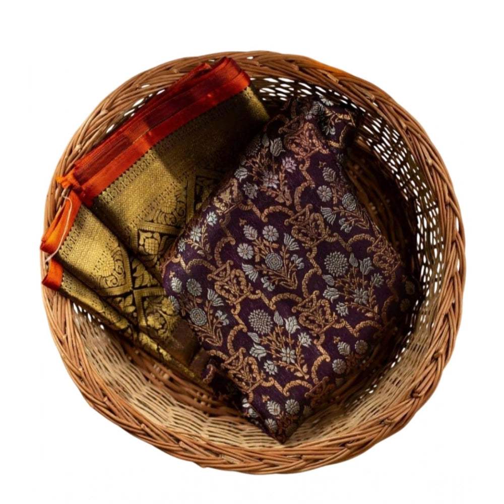 Women'S Soft Lichi Silk Printed Saree With Unstitched Blouse 5