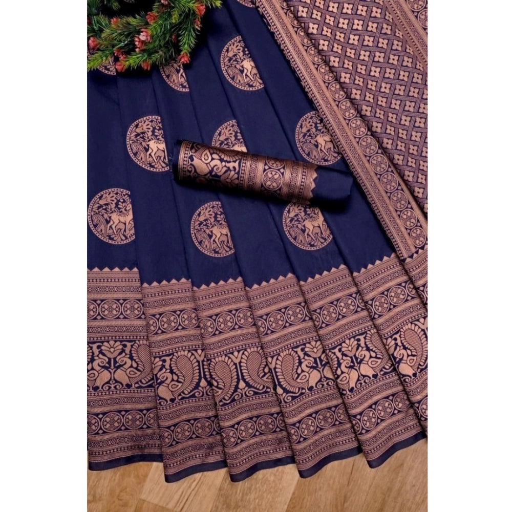 Women'S Soft Lichi Silk Printed Saree With Unstitched Blouse 5