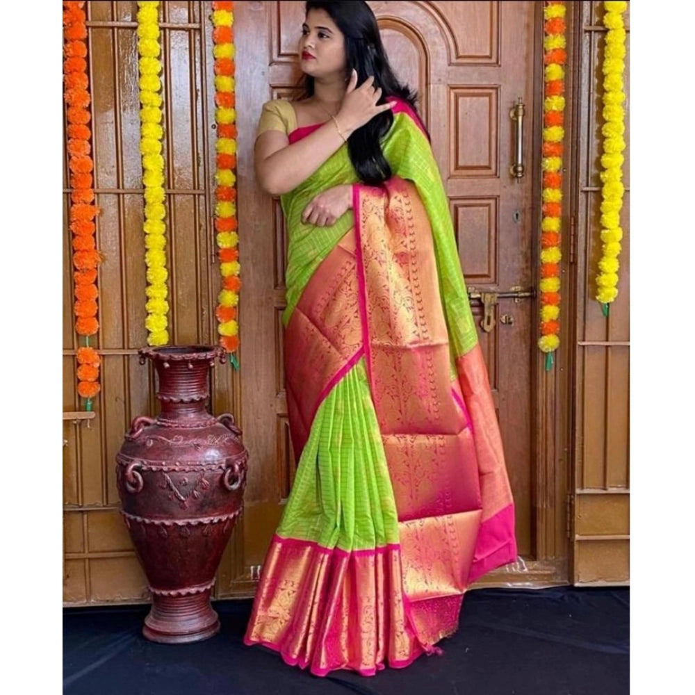 Women'S Soft Lichi Silk Printed Saree With Unstitched Blouse 5