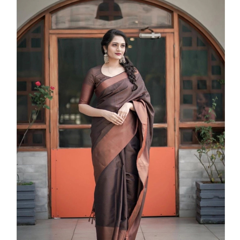 Women'S Soft Lichi Silk Printed Saree With Unstitched Blouse 5