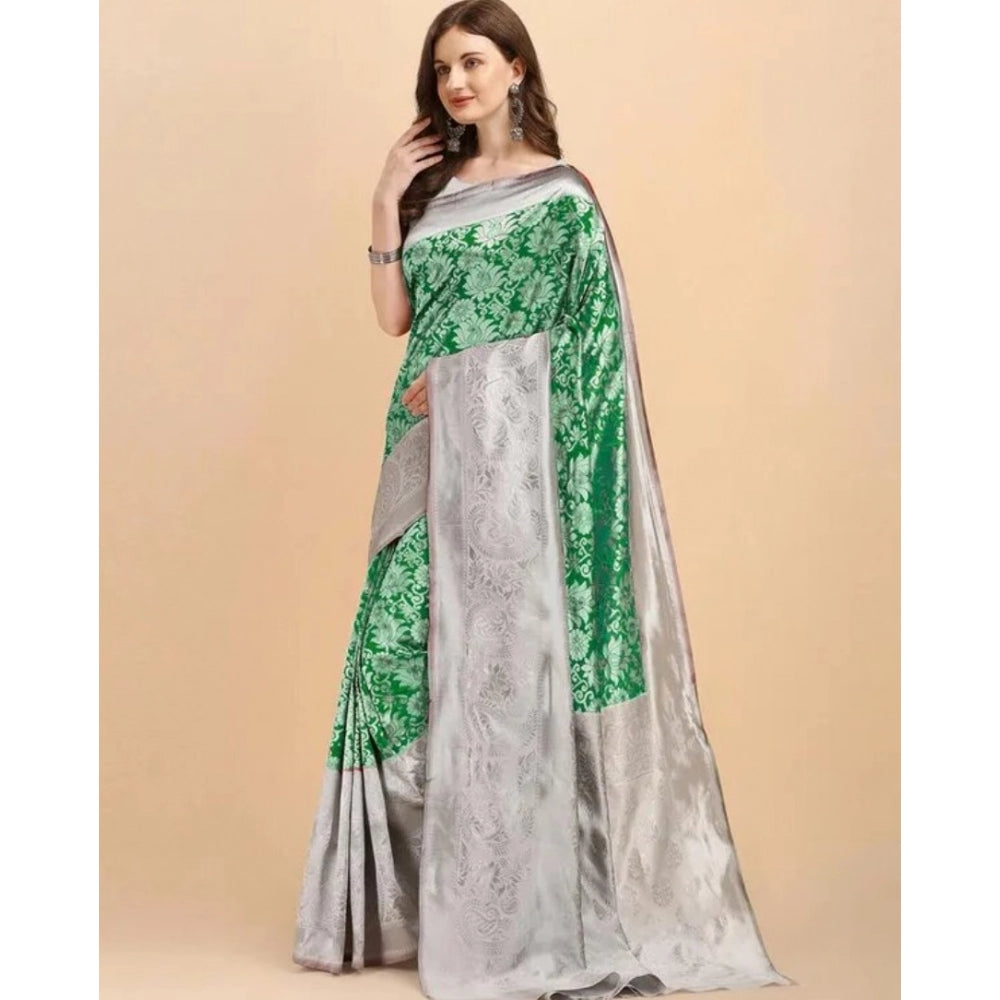 Women'S Soft Lichi Silk Printed Saree With Unstitched Blouse 5