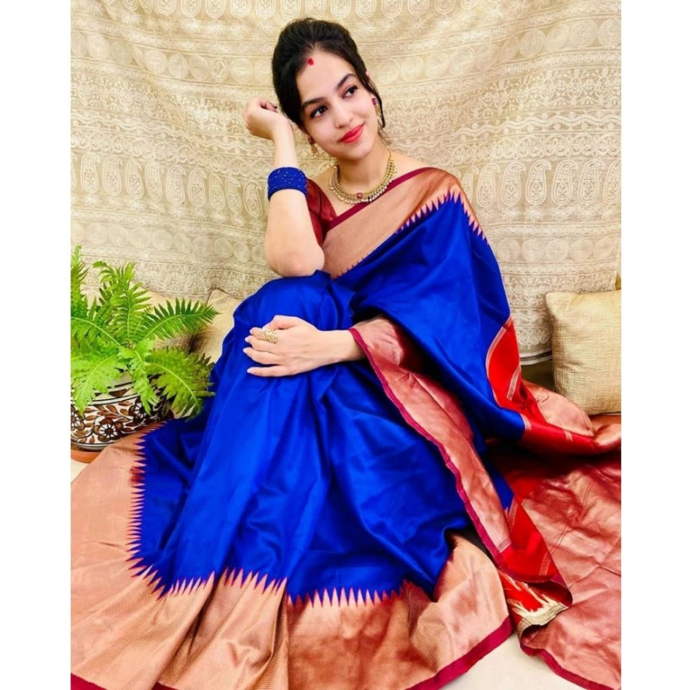 Women'S Soft Lichi Silk Solid Saree With Unstitched Blouse 5.5