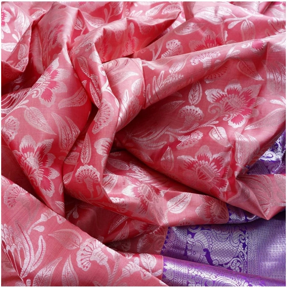 Women'S Soft Lichi Silk Printed Saree With Unstitched Blouse 5