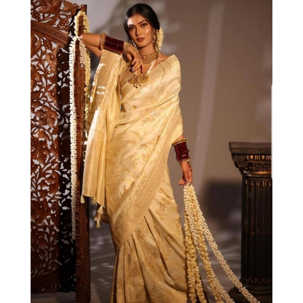 Women'S Soft Lichi Silk Printed Saree With Unstitched Blouse 5
