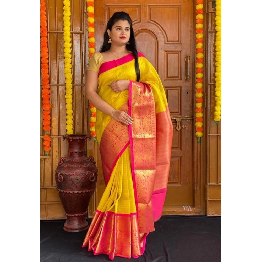 Women'S Soft Lichi Silk Printed Saree With Unstitched Blouse 5