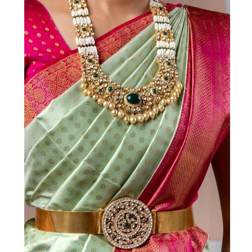 Women'S Soft Lichi Silk Printed Saree With Unstitched Blouse 5