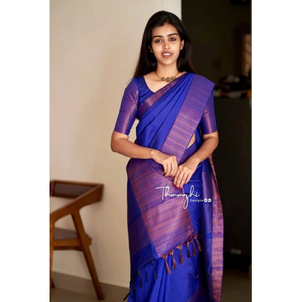 Women'S Soft Lichi Silk Solid Saree With Unstitched Blouse 5.5