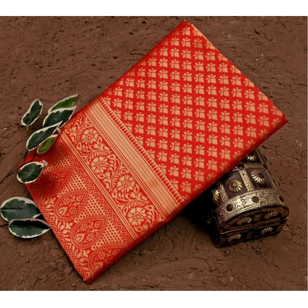 Women'S Soft Lichi Silk Printed Saree With Unstitched Blouse 5