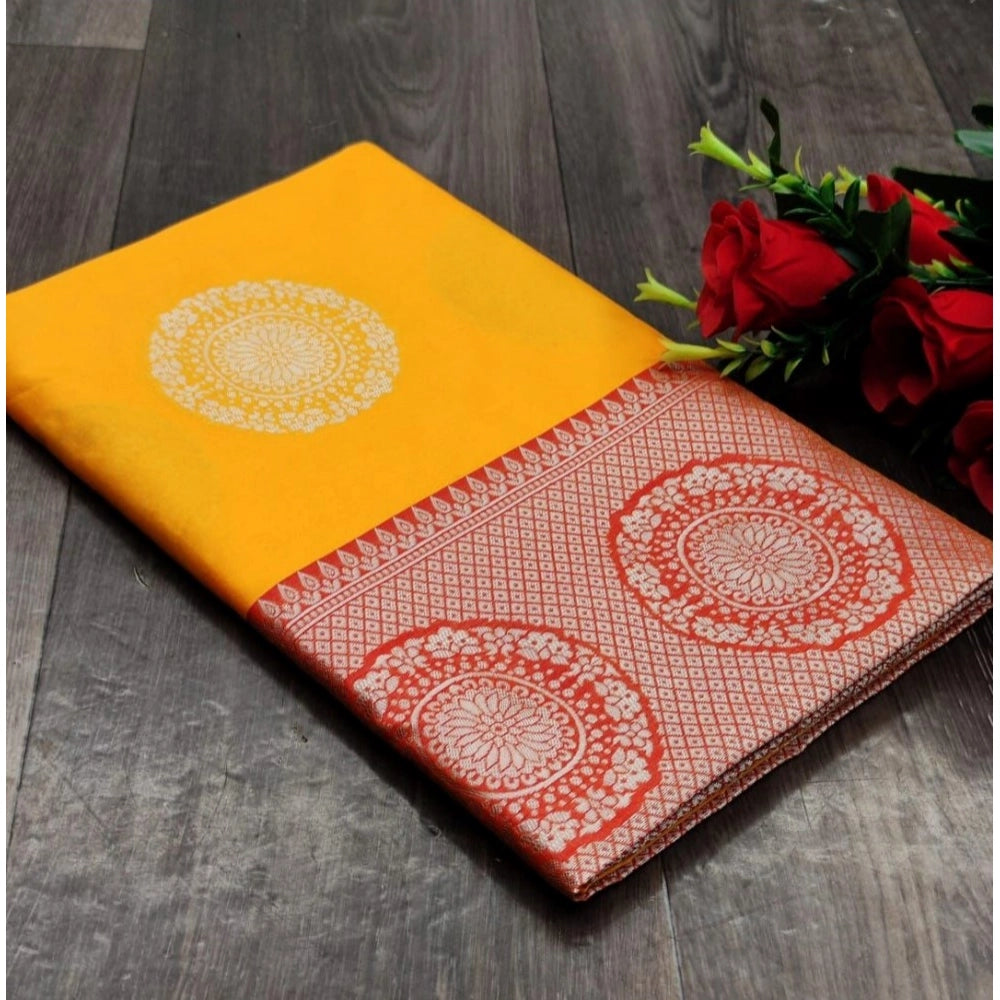 Women'S Soft Lichi Silk Printed Saree With Unstitched Blouse 5