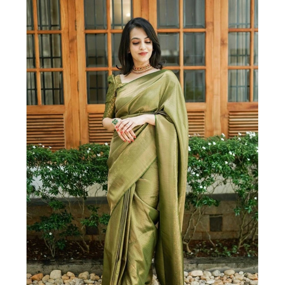 Women'S Soft Lichi Silk Printed Saree With Unstitched Blouse 5