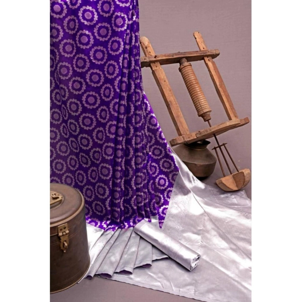 Women'S Soft Lichi Silk Printed Saree With Unstitched Blouse 5