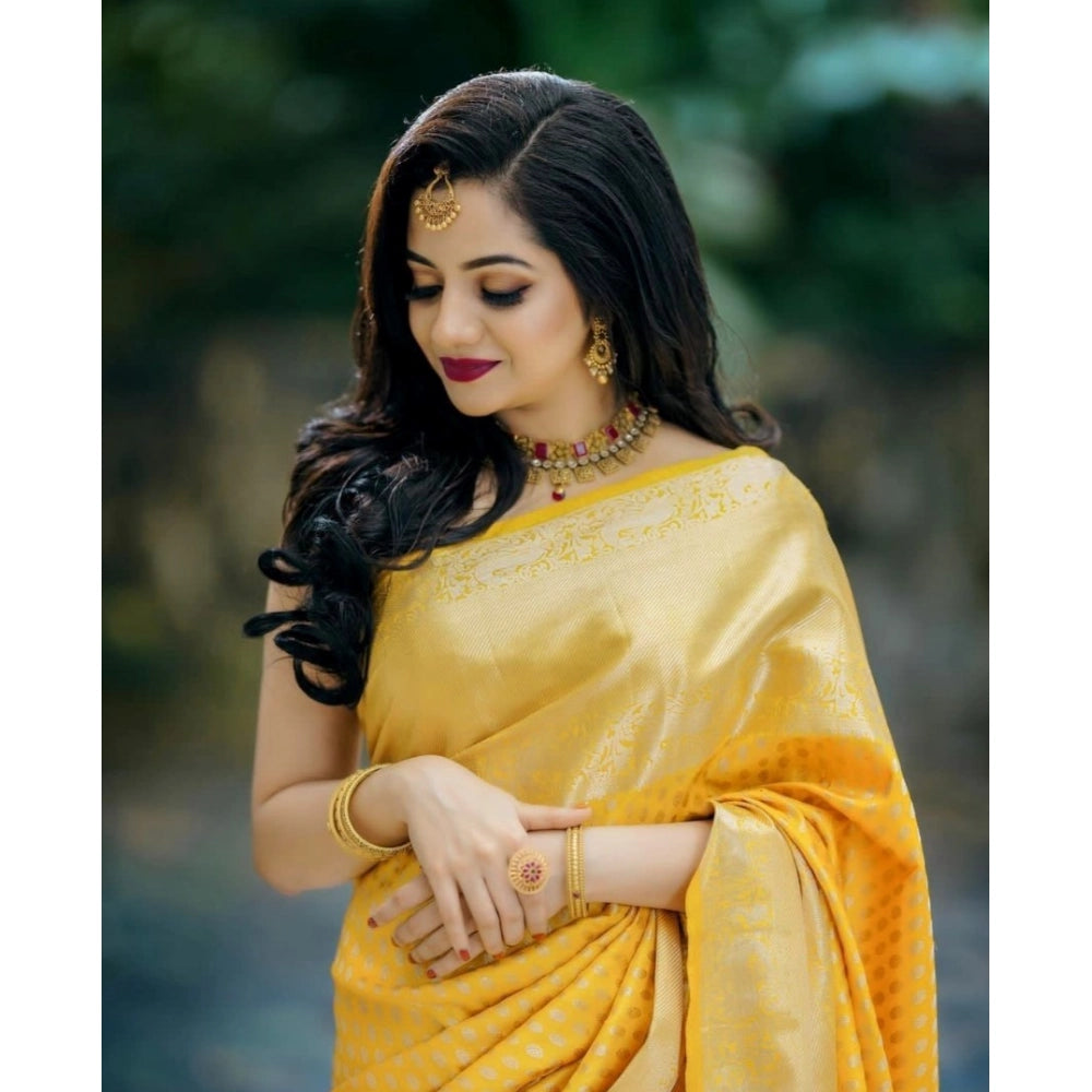 Women'S Soft Lichi Silk Printed Saree With Unstitched Blouse 5