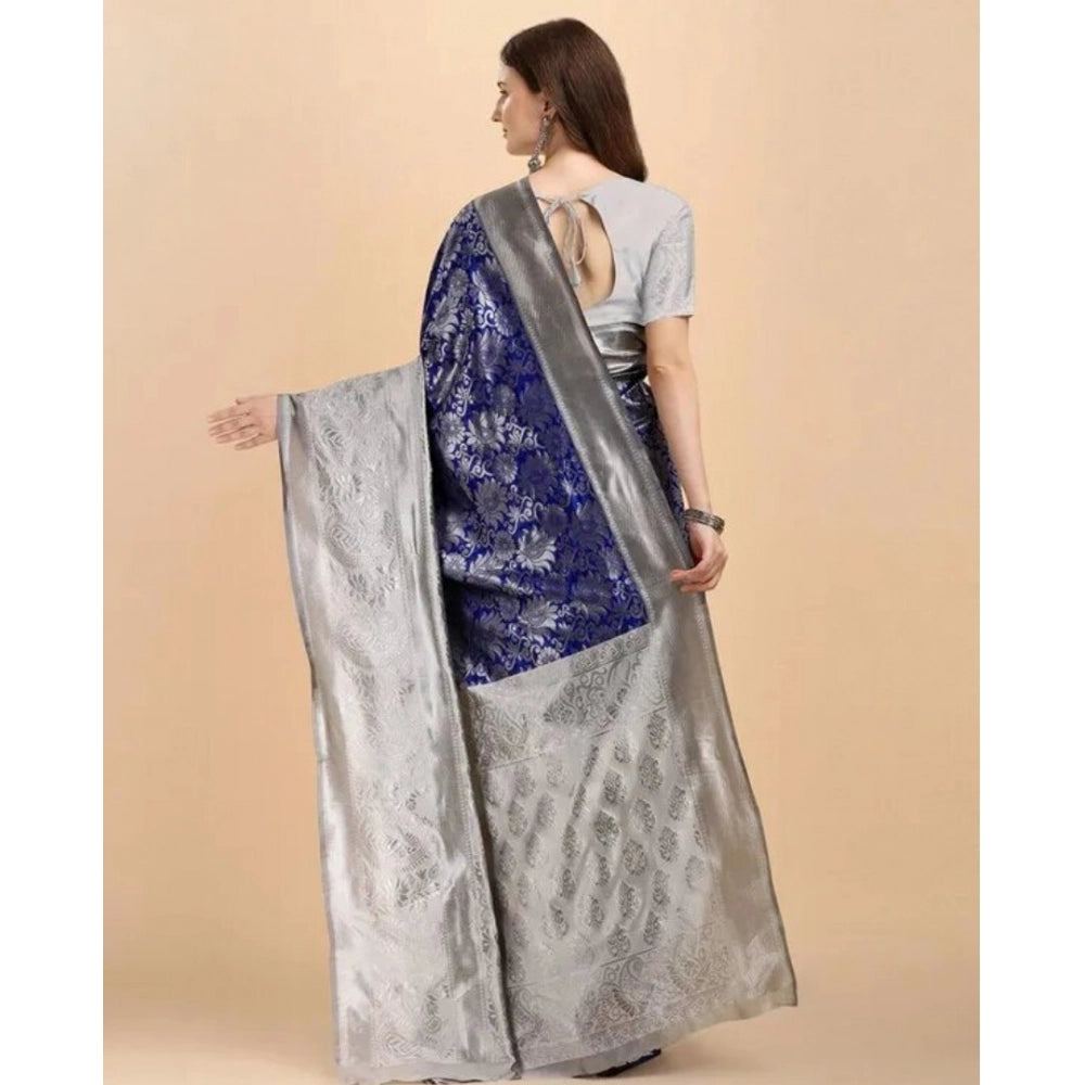 Women'S Soft Lichi Silk Printed Saree With Unstitched Blouse 5