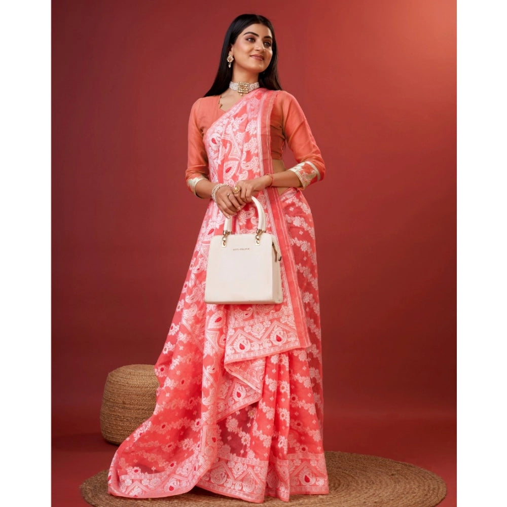 Women'S Cotton Silk Printed Saree With Unstitched Blouse 5.5Mt