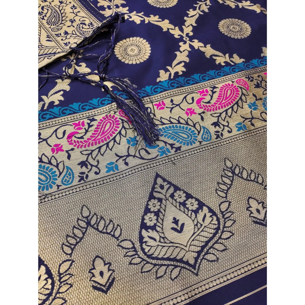 Women'S Banarasi Silk Printed Unstitched Salwar Suit Material