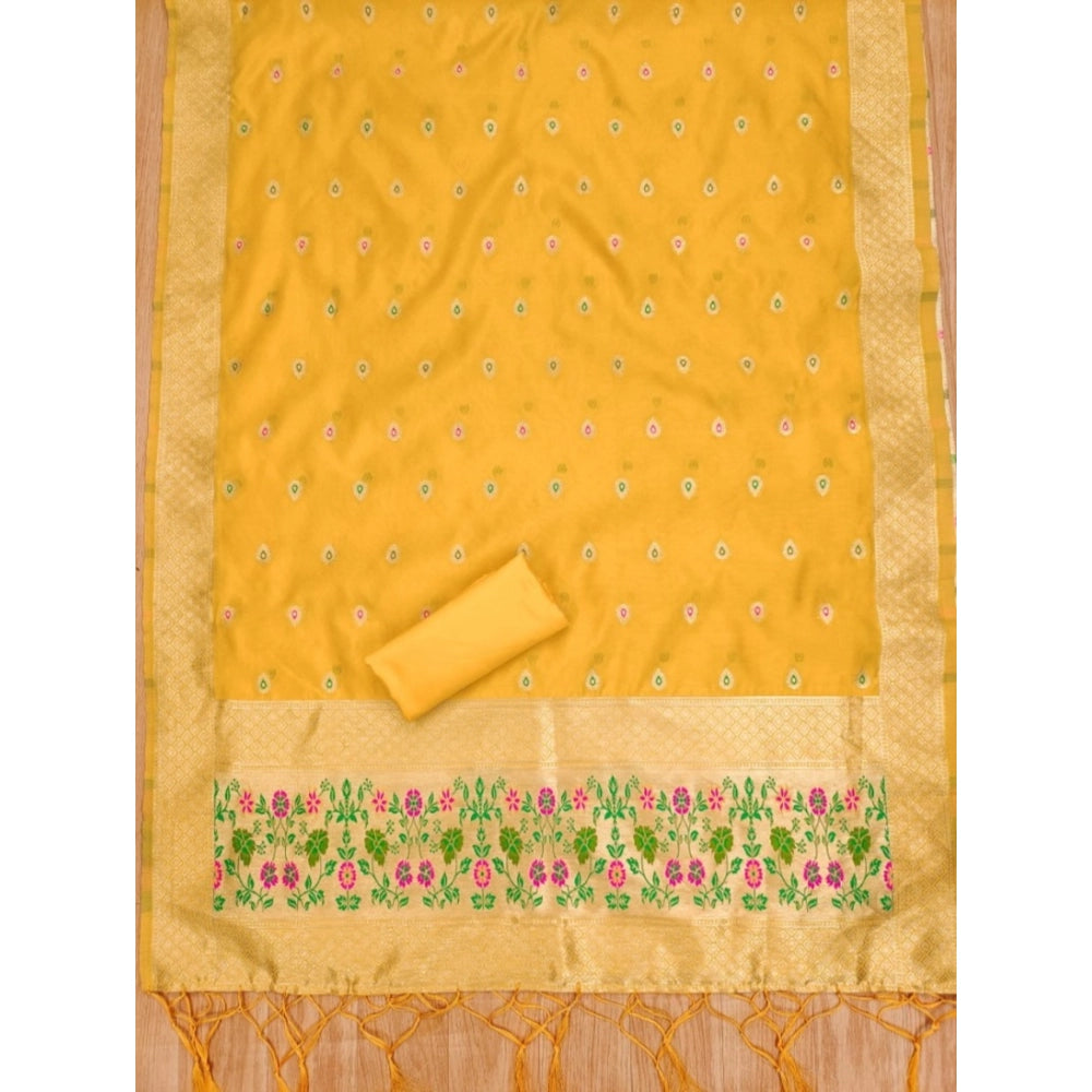 Women'S Banarasi Silk Printed Unstitched Salwar Suit Material