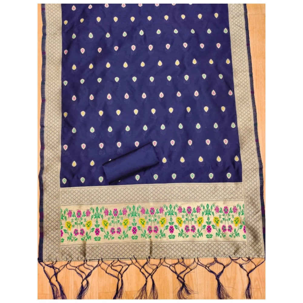 Women'S Banarasi Silk Printed Unstitched Salwar Suit Material