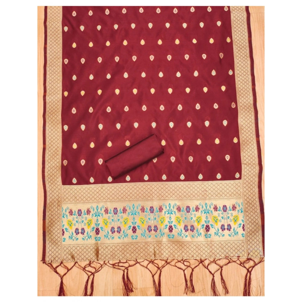 Women'S Banarasi Silk Printed Unstitched Salwar Suit Material