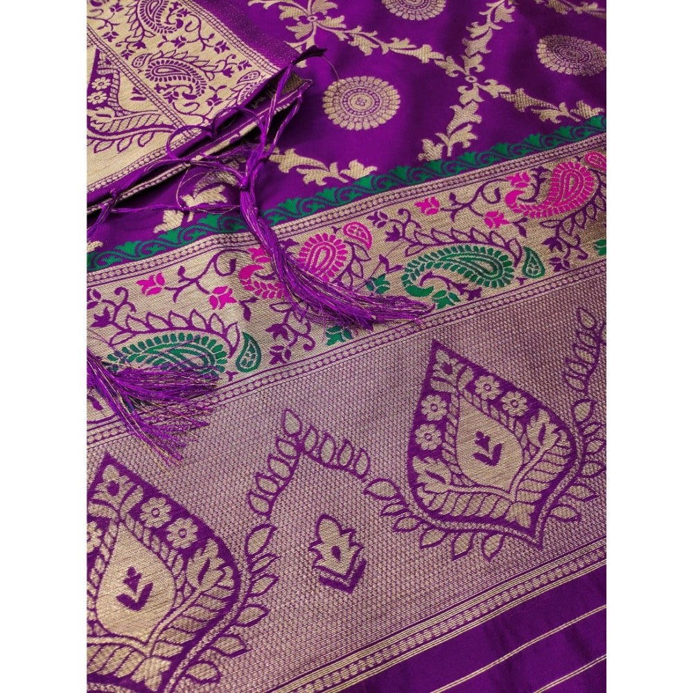 Women'S Banarasi Silk Printed Unstitched Salwar Suit Material