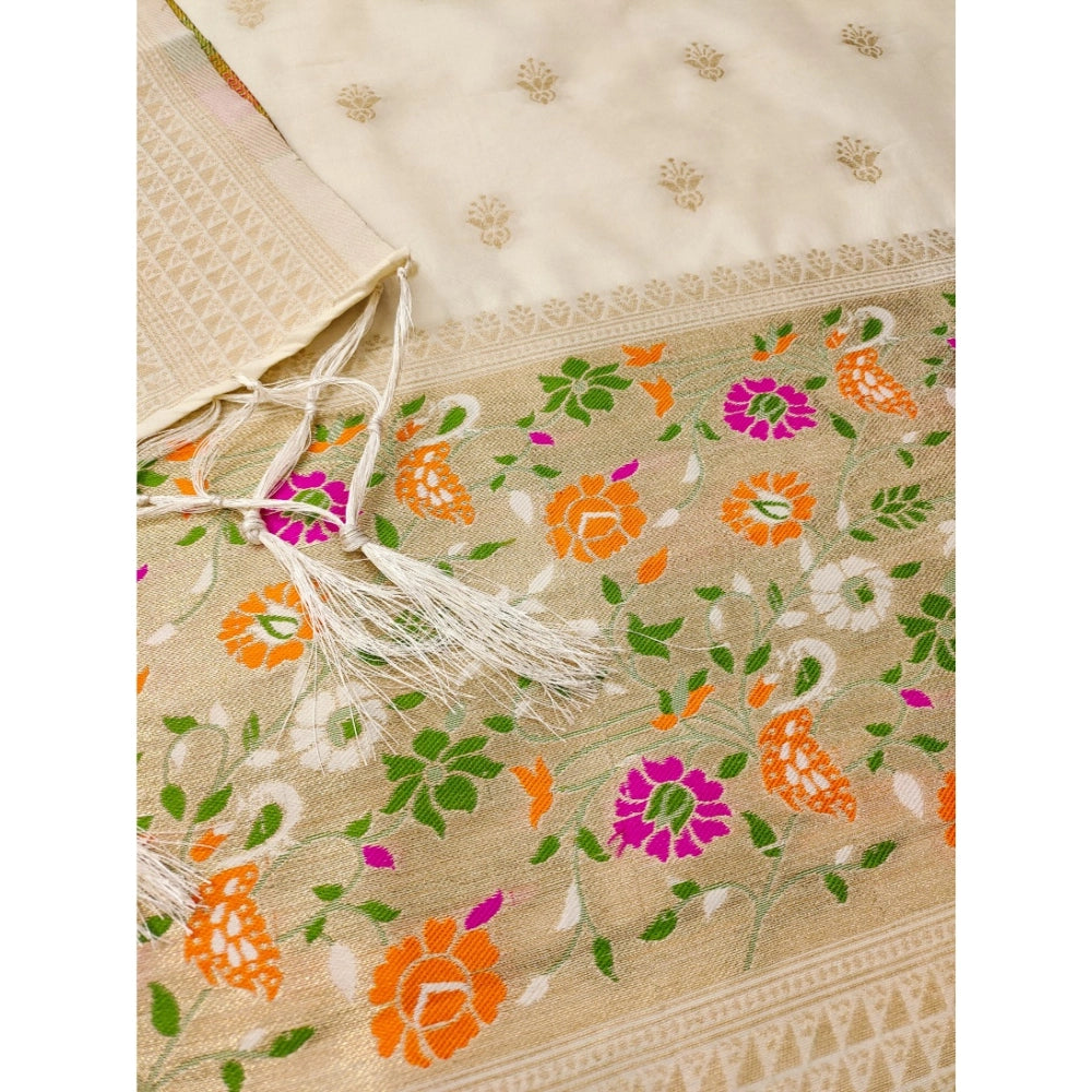 Women'S Banarasi Silk Printed Unstitched Salwar Suit Material